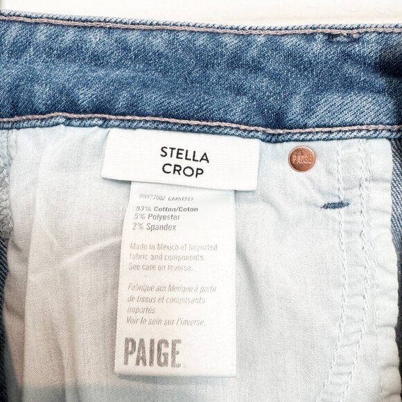 Paige Denim Stella Crop High Rise Straight Leg Jeans Seawater Distressed Size 28 - Picture 7 of 11